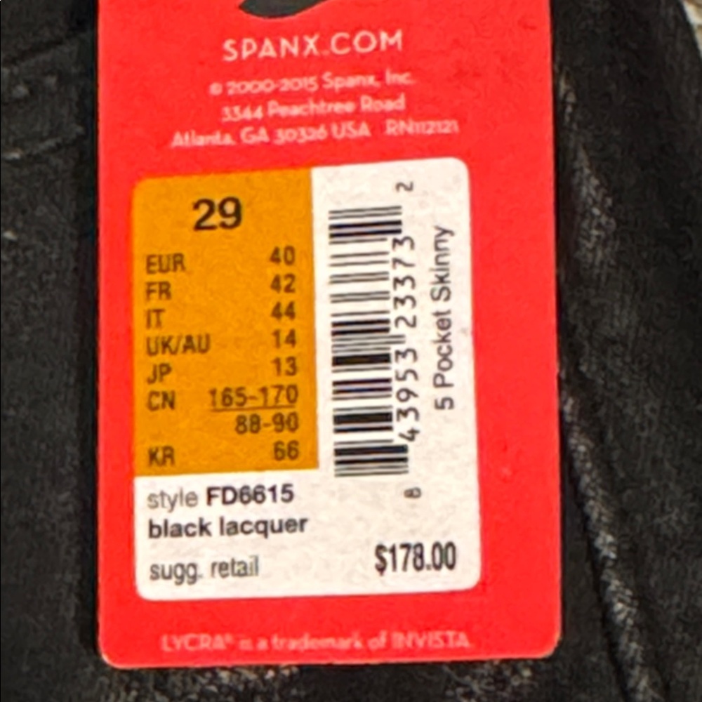 NEW Spanx $178 Skinny Jeans Black Lacquer Wax Coated 29 Shaping Contouring pants - Picture 6 of 11